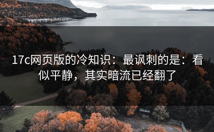 17c网页版的冷知识：最讽刺的是：看似平静，其实暗流已经翻了  第1张