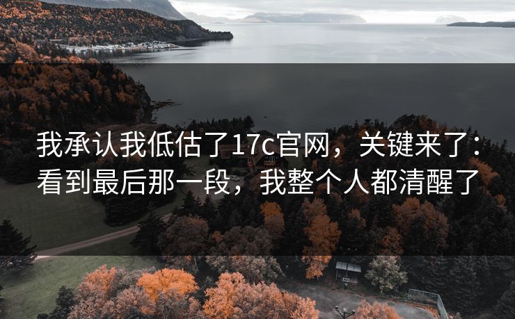 我承认我低估了17c官网，关键来了：看到最后那一段，我整个人都清醒了  第1张