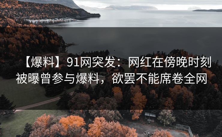 【爆料】91网突发：网红在傍晚时刻被曝曾参与爆料，欲罢不能席卷全网  第1张