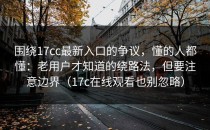 围绕17cc最新入口的争议，懂的人都懂：老用户才知道的绕路法，但要注意边界（17c在线观看也别忽略）