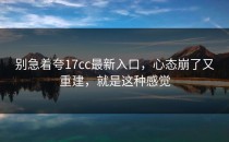 别急着夸17cc最新入口，心态崩了又重建，就是这种感觉