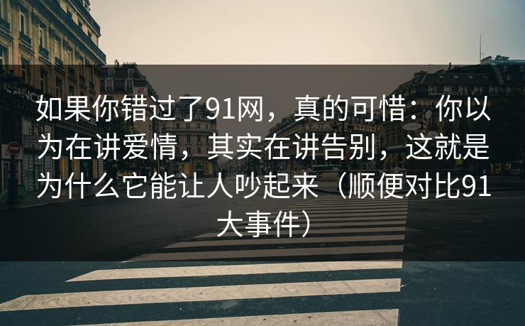 如果你错过了91网，真的可惜：你以为在讲爱情，其实在讲告别，这就是为什么它能让人吵起来（顺便对比91大事件）  第1张