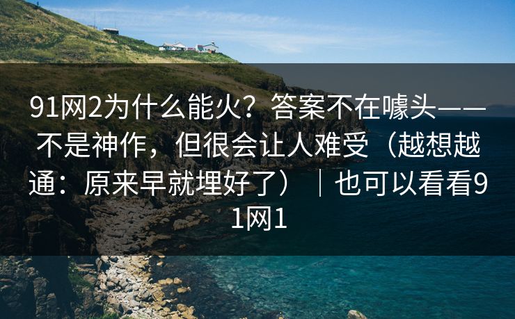 91网2为什么能火？答案不在噱头——不是神作，但很会让人难受（越想越通：原来早就埋好了）｜也可以看看91网1