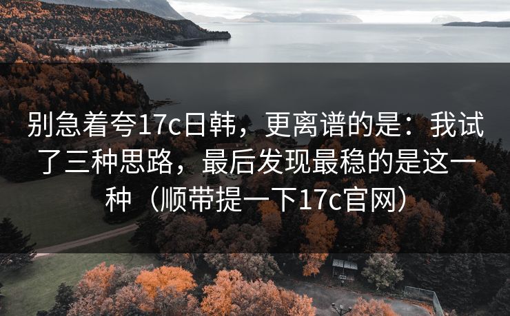 别急着夸17c日韩，更离谱的是：我试了三种思路，最后发现最稳的是这一种（顺带提一下17c官网）  第1张