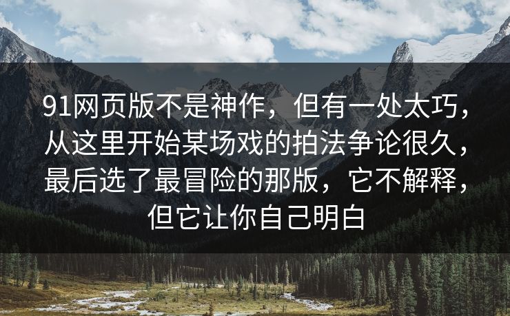 91网页版不是神作，但有一处太巧，从这里开始某场戏的拍法争论很久，最后选了最冒险的那版，它不解释，但它让你自己明白